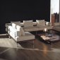 Modern Two-Tone Sectional Sofa in Microfiber w/Side Table
